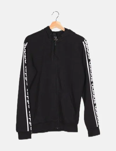 Adidas Sudadera negra print logo