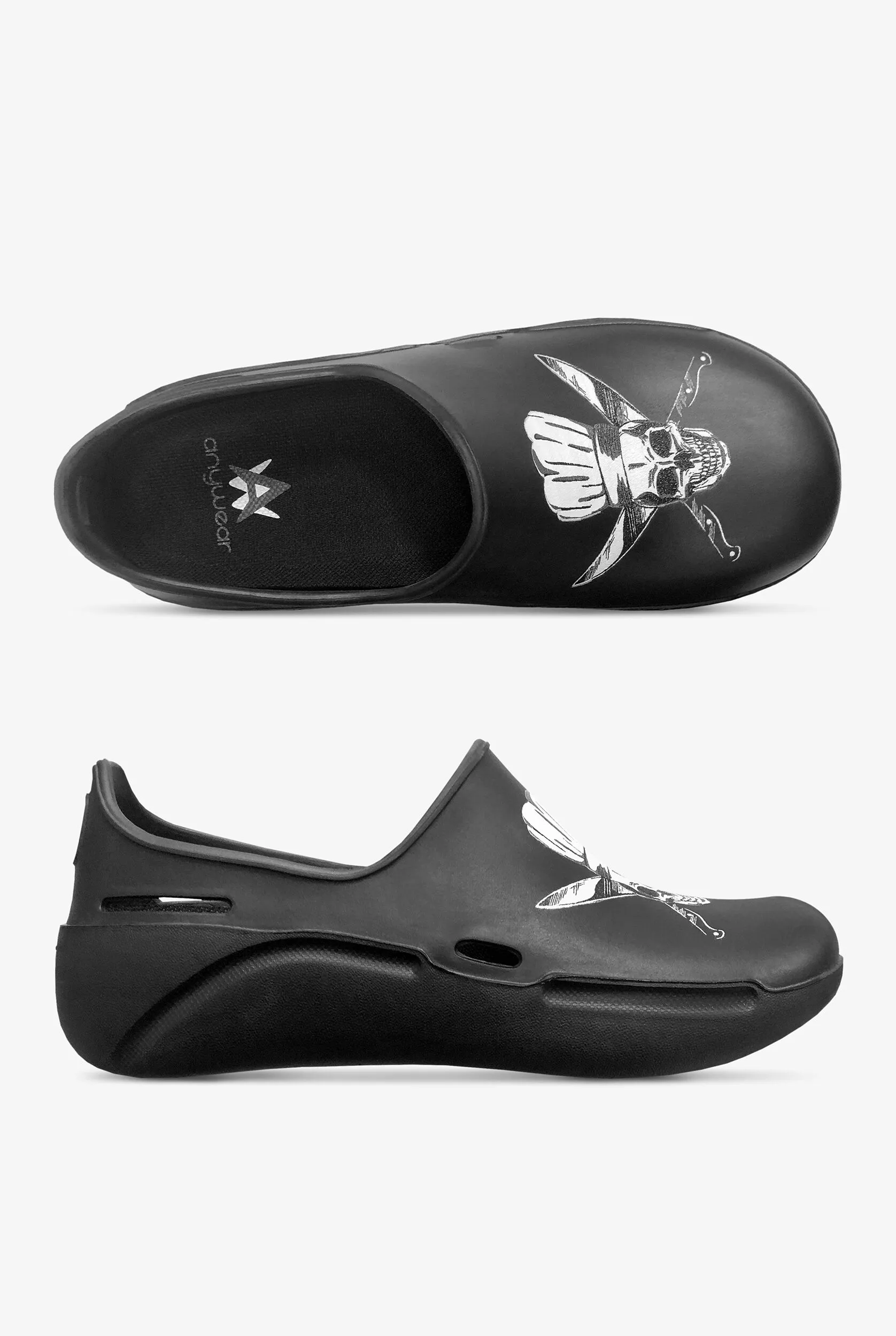 Anywear Unisex Streak Skull Crossed Slip On Shoes