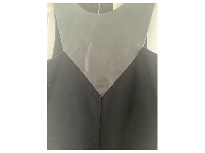 Autre Marque Vestido Mason de cuero con canesú Negro Blanco 