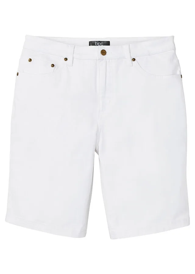 Bermudas elásticas, classic fit Blanco