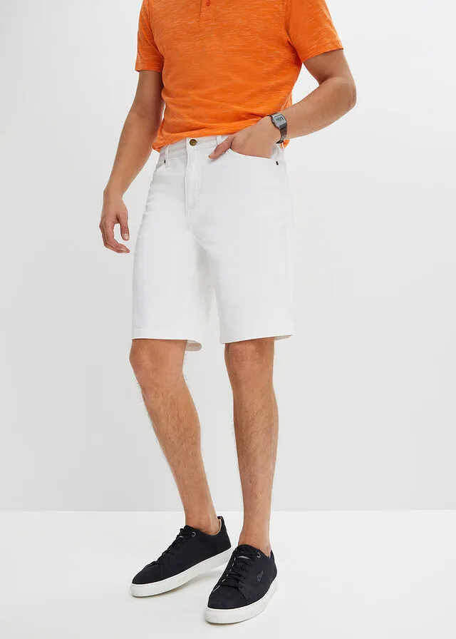 Bermudas elásticas, classic fit Blanco