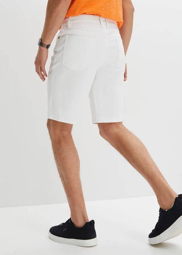 Bermudas elásticas, classic fit Blanco