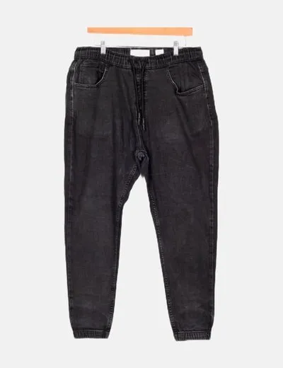 Bershka Pantalón gris denim