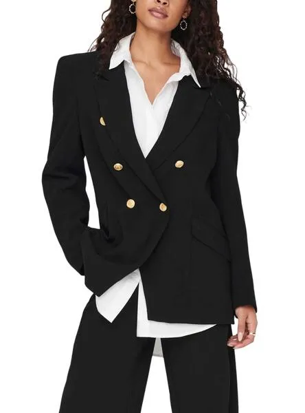 Blazer Only Gry Botones para Mujer Negra