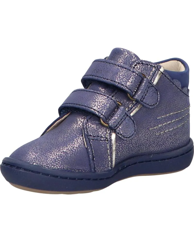 Botines de Niña y Niño KICKERS 912130-10 KICKMARY CUIR NUBUC 102 MARINE METALLIS