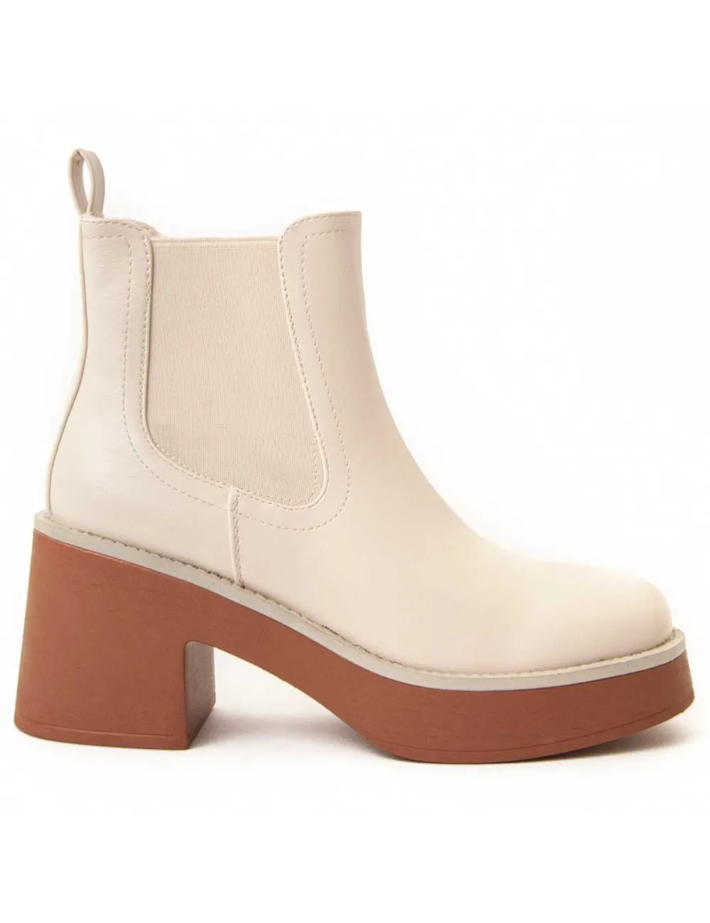 Botín De Tacón Para Mujer.  Montevita  Bottivita35  94013 Beige