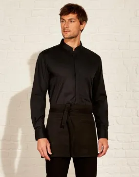 Camisa cuello mandarín entallada negro hombre