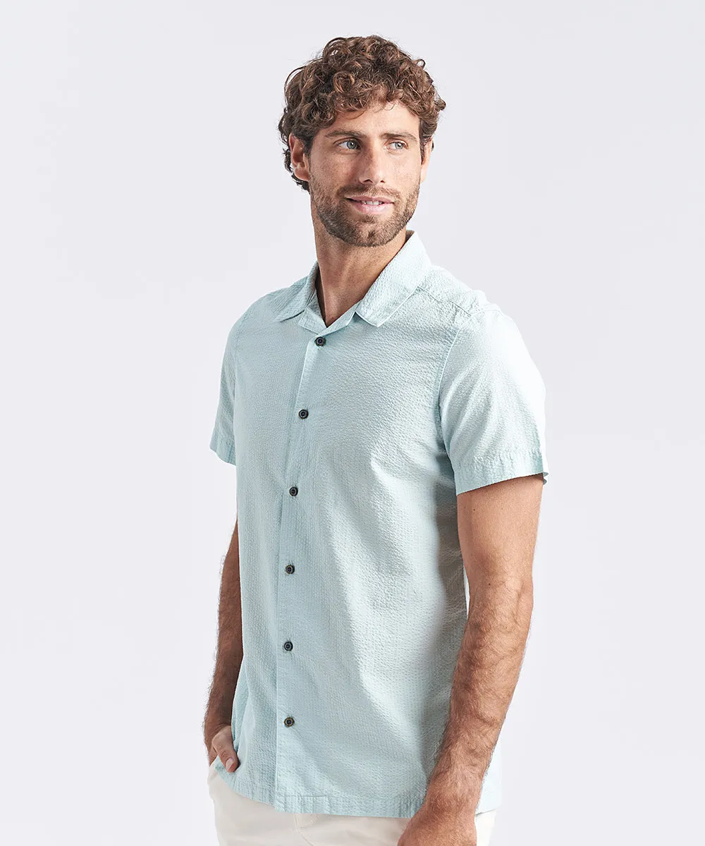 CAMISA MANGA CORTA CUELLO RESORT SEER SUCKER CLASSIC FIT VERDE AGUA PV24