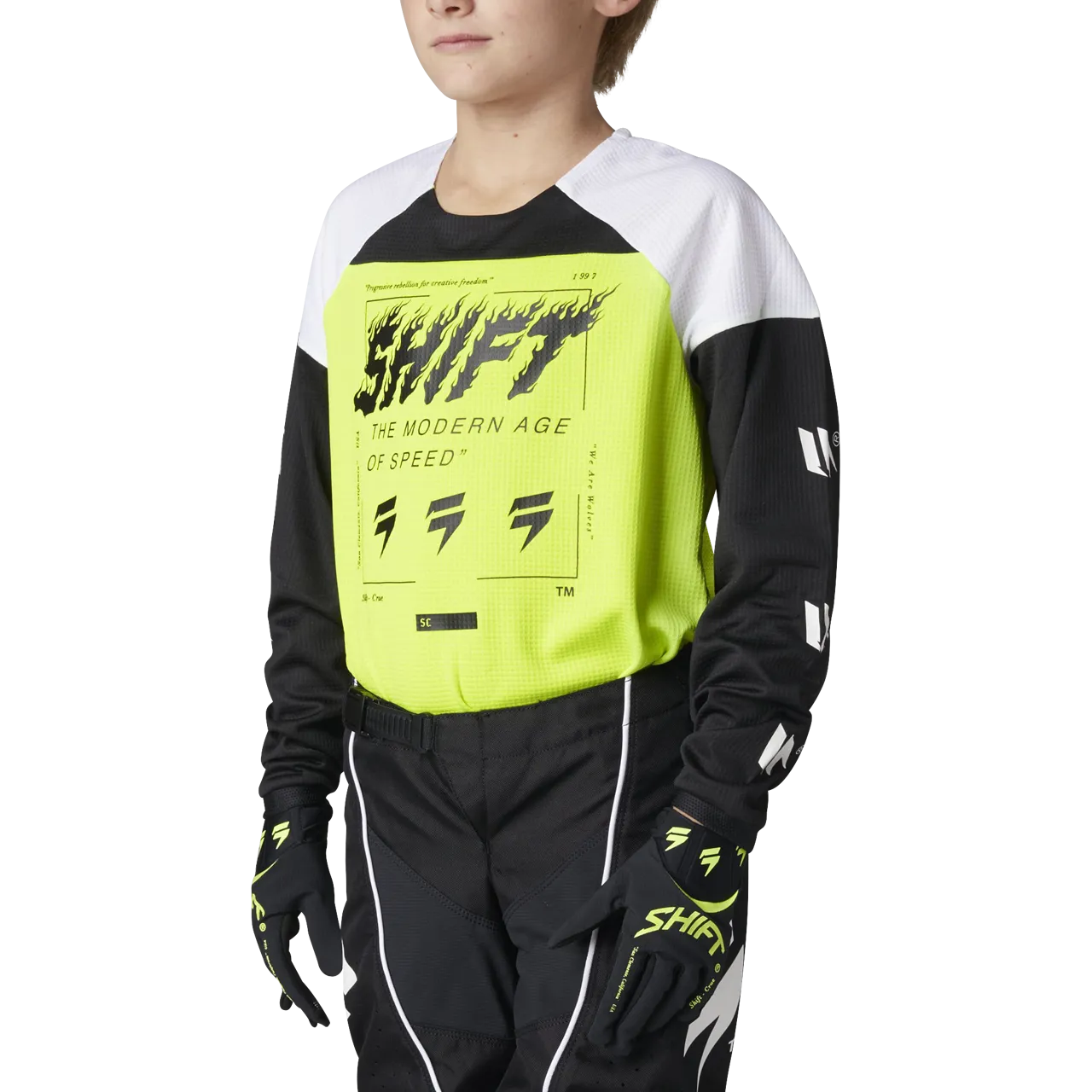 Camiseta de Cross Shift Whit3 Label Flame Niño Amarillo Fluo-Negro