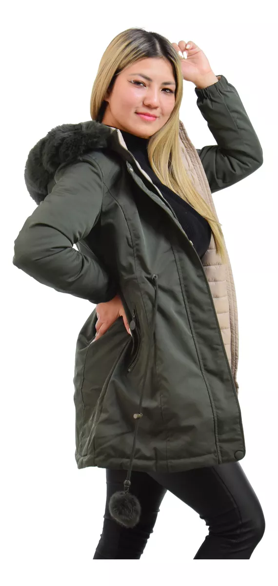 Campera Parka Mujer Reversible Impermeable Importada Yd 8131