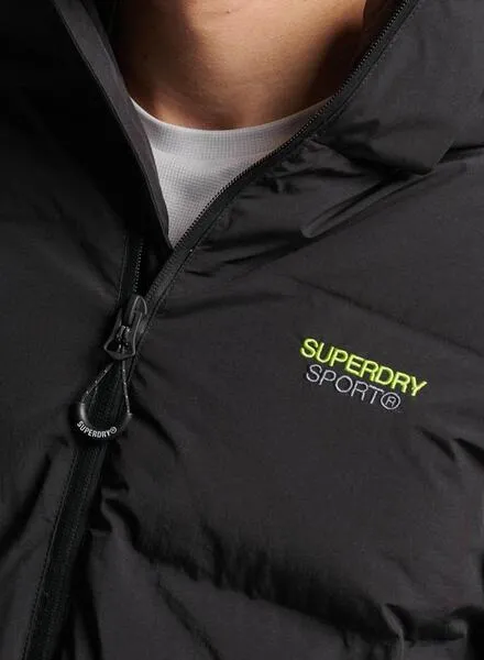 Chaqueta Superdry Hooded Boxy Puffer Negro Hombre