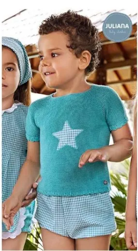 Conjunto niño turquesa de Juliana .