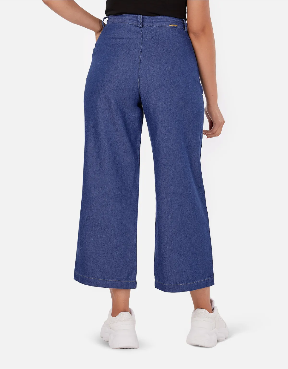 Cropped culotte azul tiro alto mm