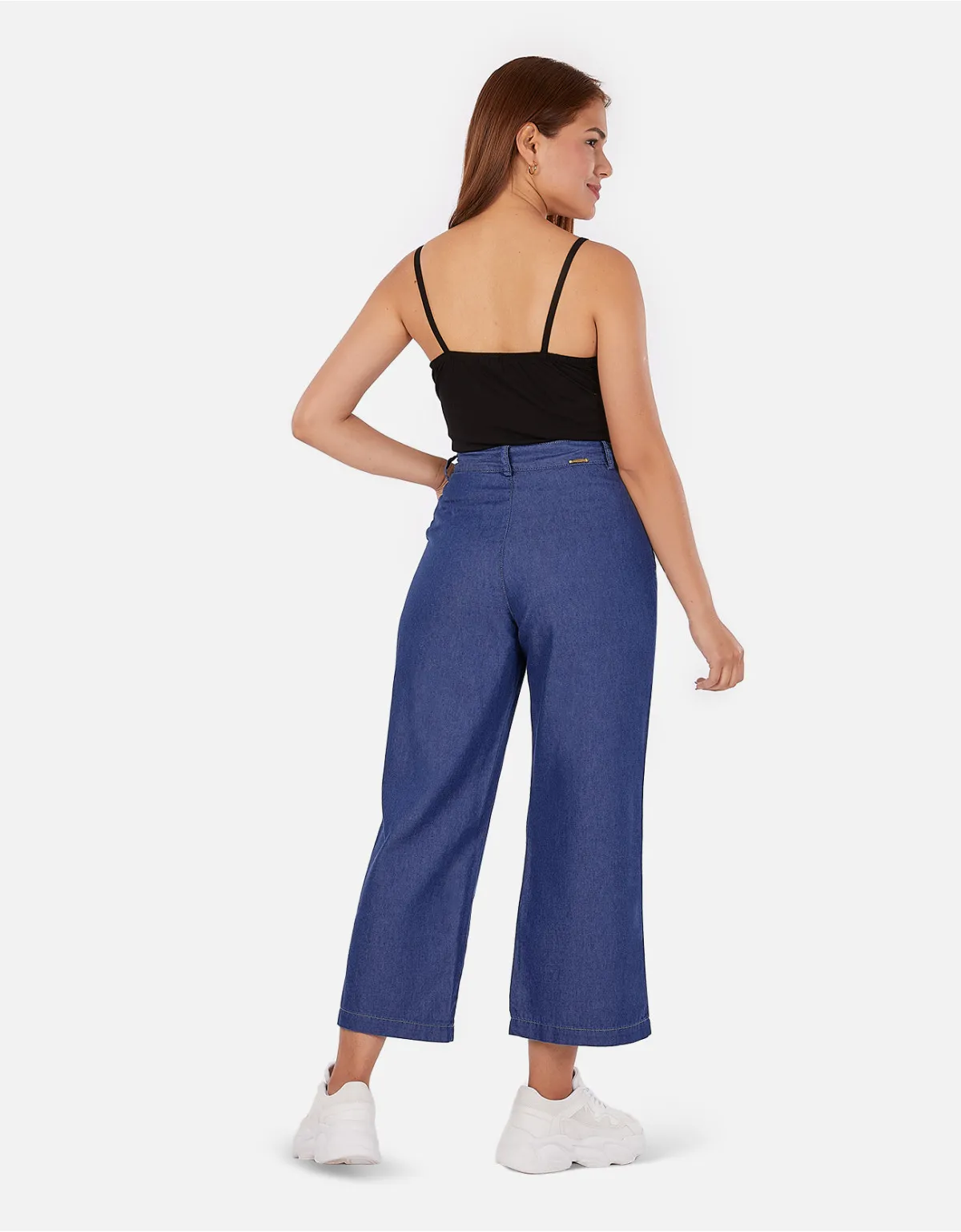 Cropped culotte azul tiro alto mm