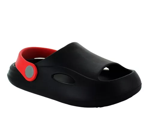 Elega Sandalia Clogs Casual Ligera Baño Negro Goma Niño 8406