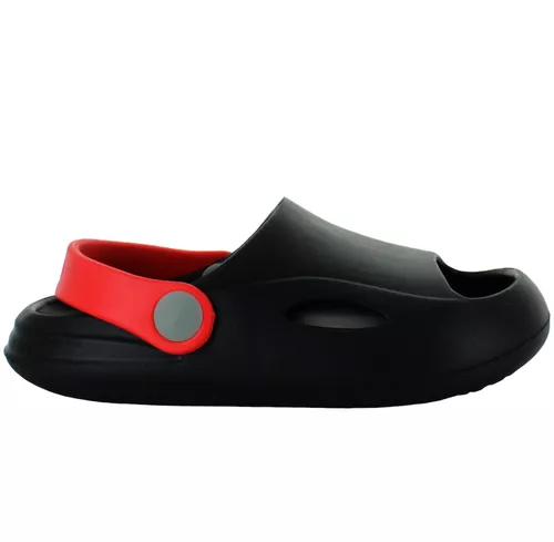 Elega Sandalia Clogs Casual Ligera Baño Negro Goma Niño 8406