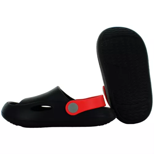 Elega Sandalia Clogs Casual Ligera Baño Negro Goma Niño 8406