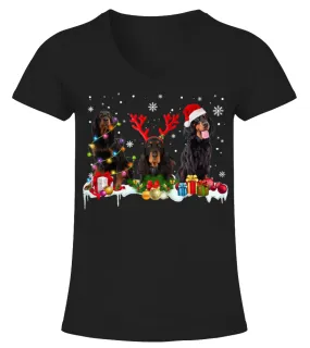 gordon setter christmas new t shirts Camiseta cuello pico Mujer