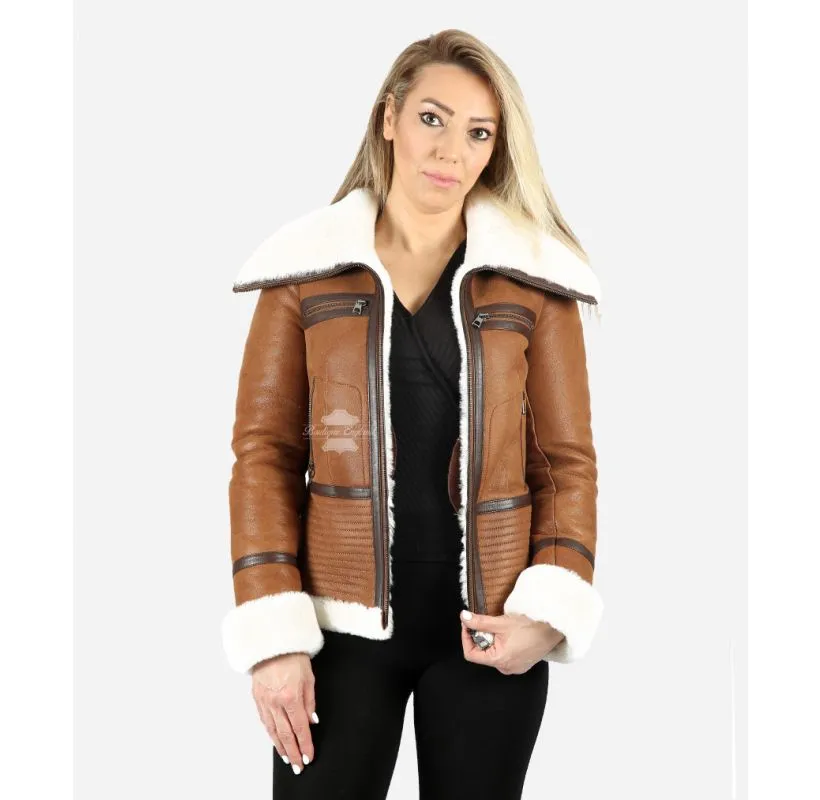 HARRIET SHEEPSKIN JACKET LADIES CLASSIC B3 SHEARLING FUR WINTER JACKET