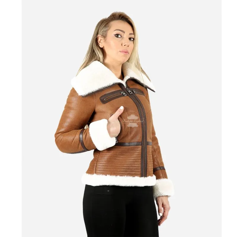 HARRIET SHEEPSKIN JACKET LADIES CLASSIC B3 SHEARLING FUR WINTER JACKET