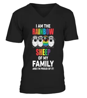 i am the rainbow sheep of my family and i'm proud of it lgbt homo rainbow gay pride t shirt Camiseta cuello en V Unisex