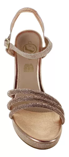 Joza Zapatilla Plataforma Tiras Brillos Dorado Mujer 83976