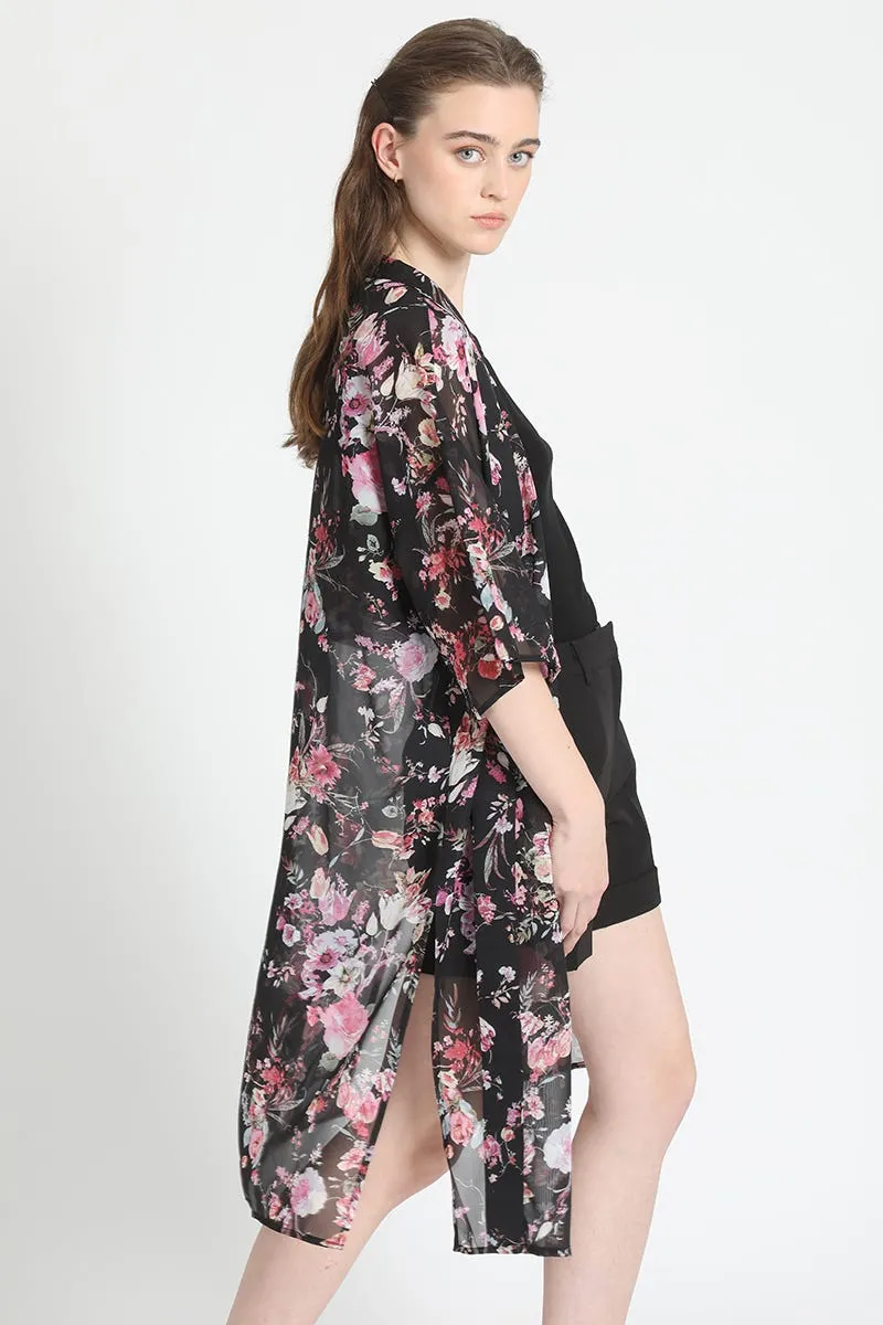 KIMONO ESTAMPADO NEGRO