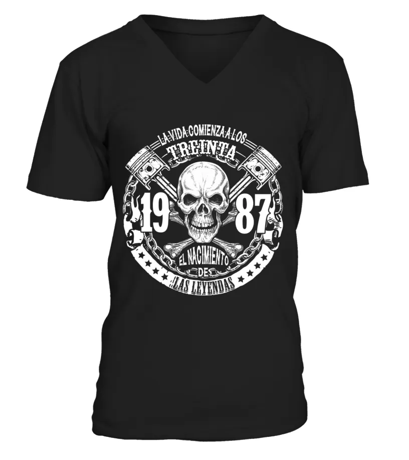 La vida comienza a los treinta 1987, el nacimiento de las leyendas Camiseta cuello en V Unisex