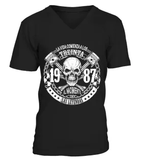 La vida comienza a los treinta 1987, el nacimiento de las leyendas Camiseta cuello en V Unisex