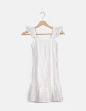 Mango Vestido blanco bordado