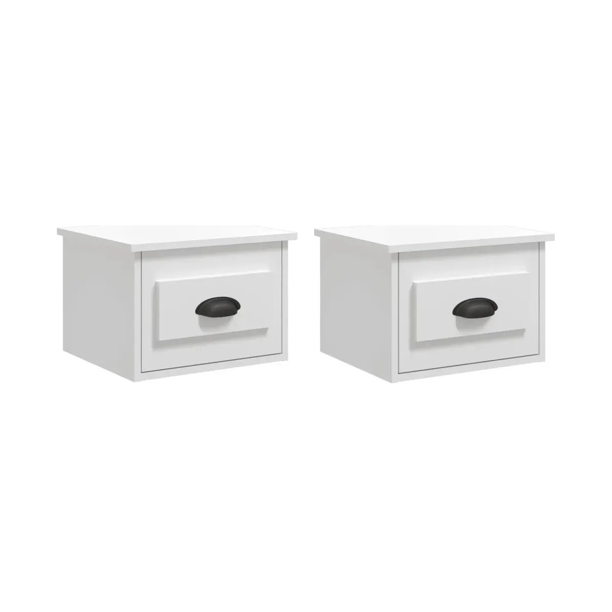 Mesitas de noche de pared 2 uds blanco brillante 41,5x36x28 cm