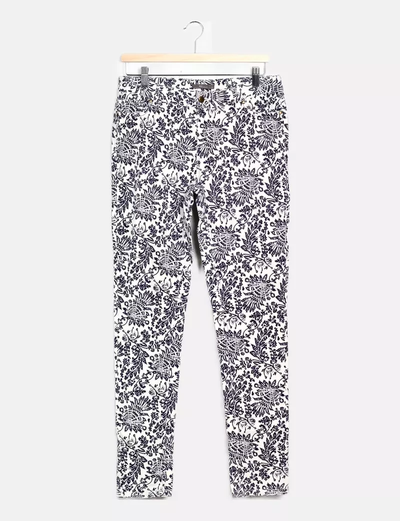 Mo Casual Pantalón blanco estampado