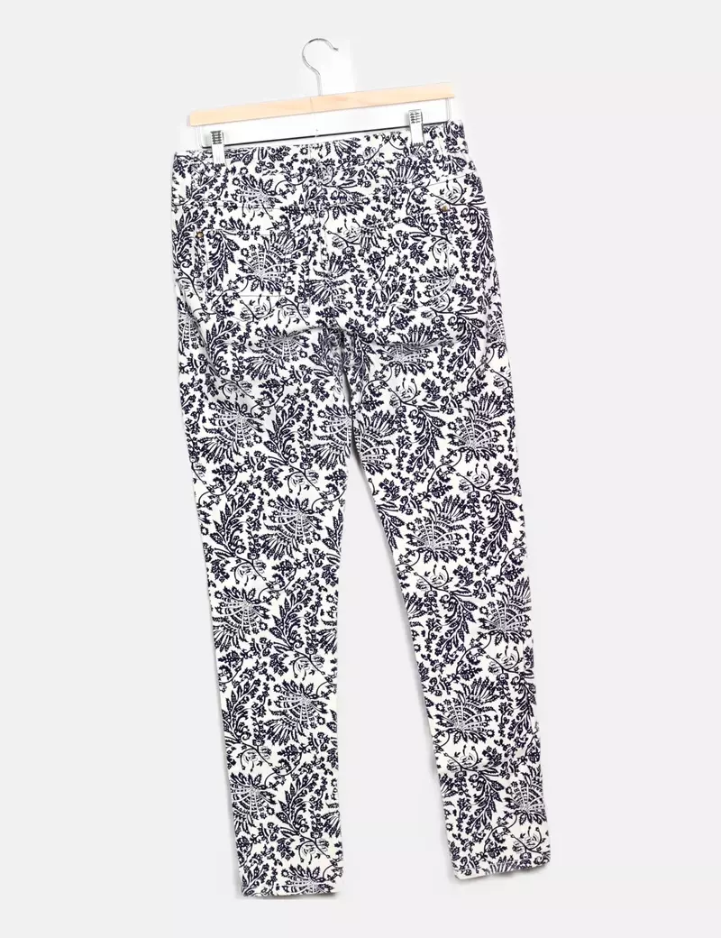 Mo Casual Pantalón blanco estampado