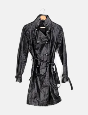 Morgan de toi Trench negra impermeable