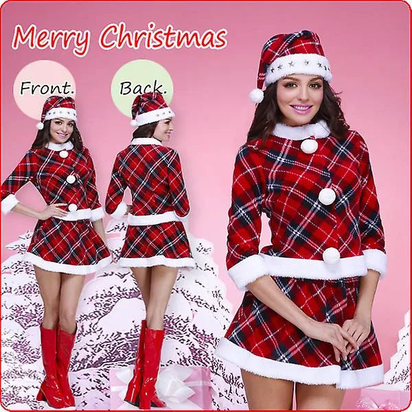 New Red Plaid Christmas Costume Party Performance Costume