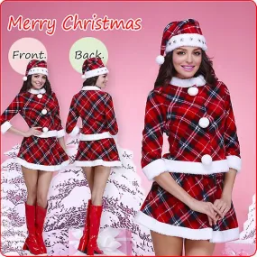 New Red Plaid Christmas Costume Party Performance Costume