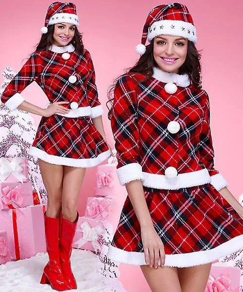 New Red Plaid Christmas Costume Party Performance Costume