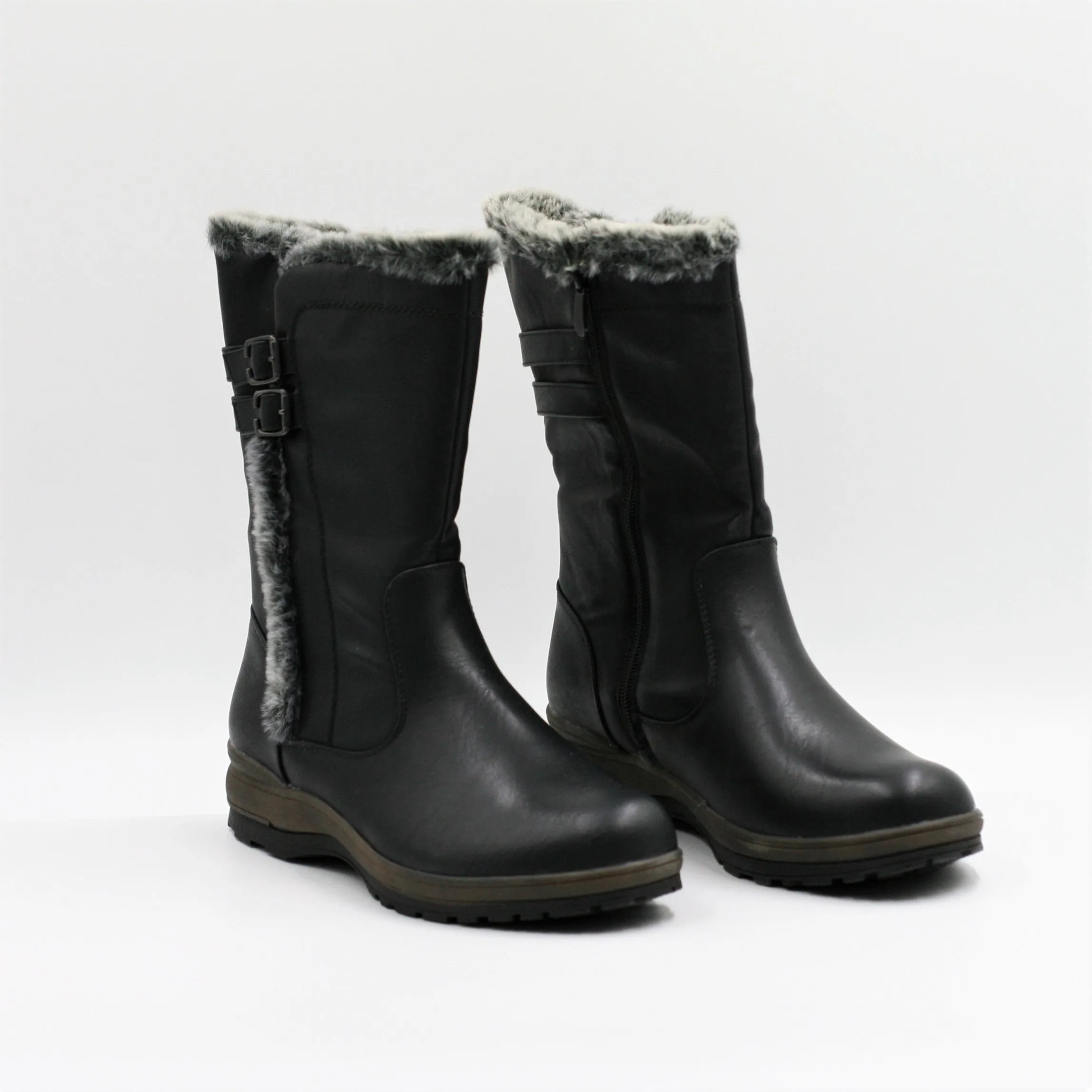 New Walk Botas Cierre Negro Mujer