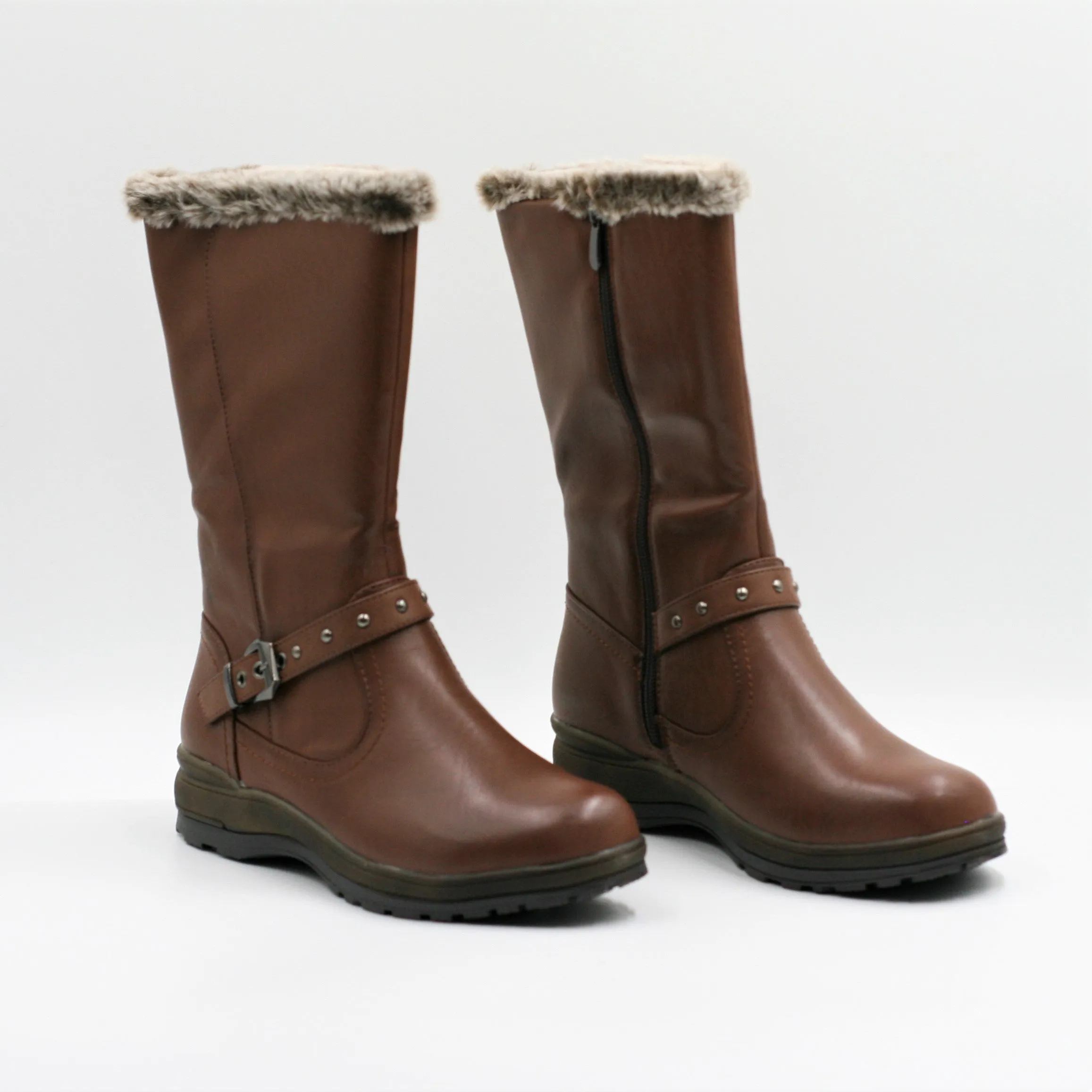 New Walk Botas Con Cierre Café Mujer