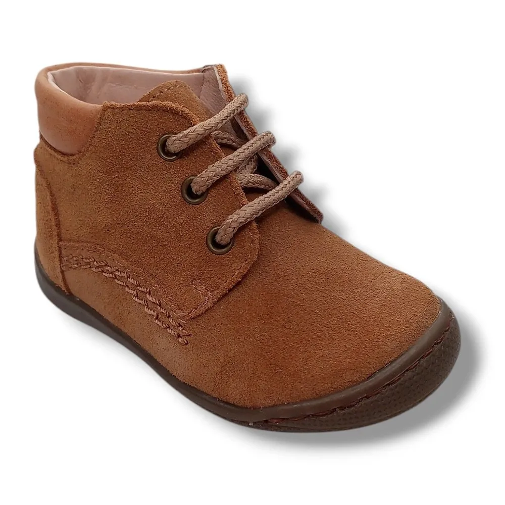 Ohmytoe Botas Primeros Pasos Niño 6160 PIEL LUXE CUERO SERRAJE ARENA CORDONETS