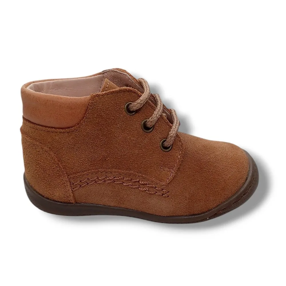 Ohmytoe Botas Primeros Pasos Niño 6160 PIEL LUXE CUERO SERRAJE ARENA CORDONETS