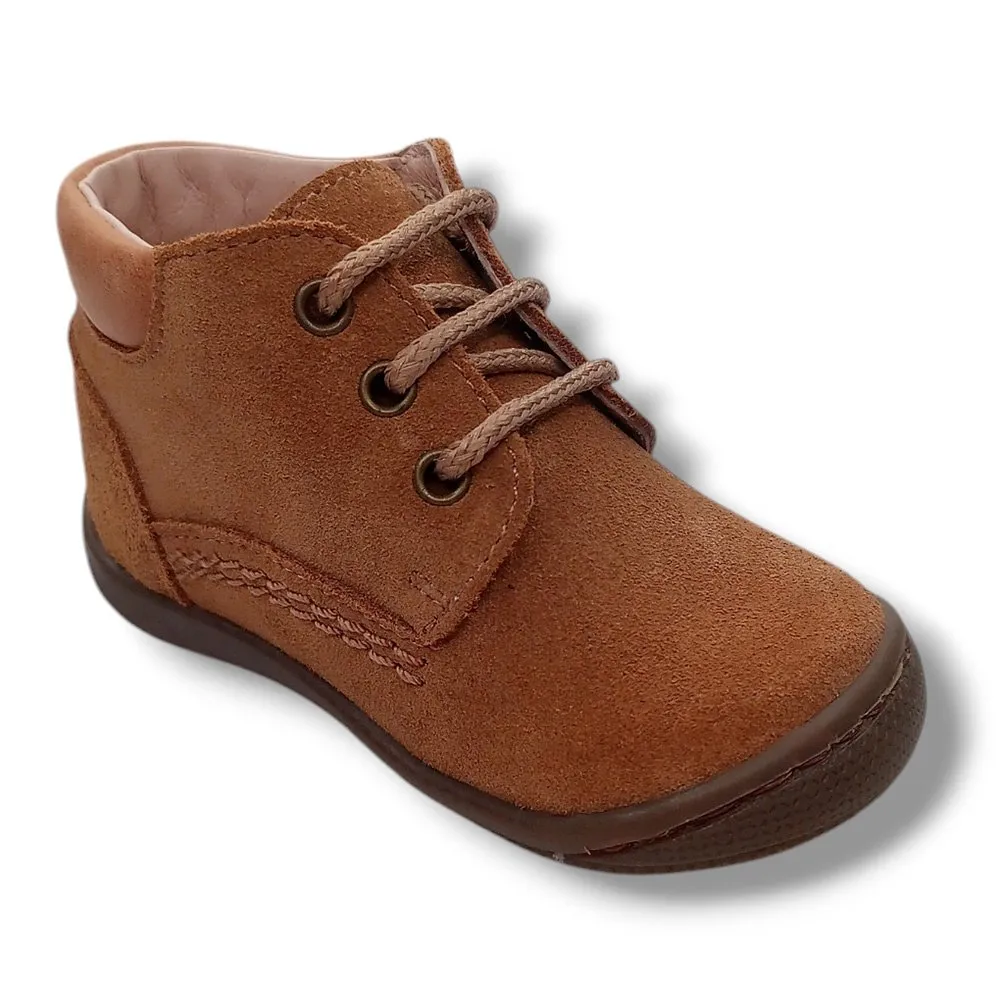 Ohmytoe Botas Primeros Pasos Niño 6160 PIEL LUXE CUERO SERRAJE ARENA CORDONETS