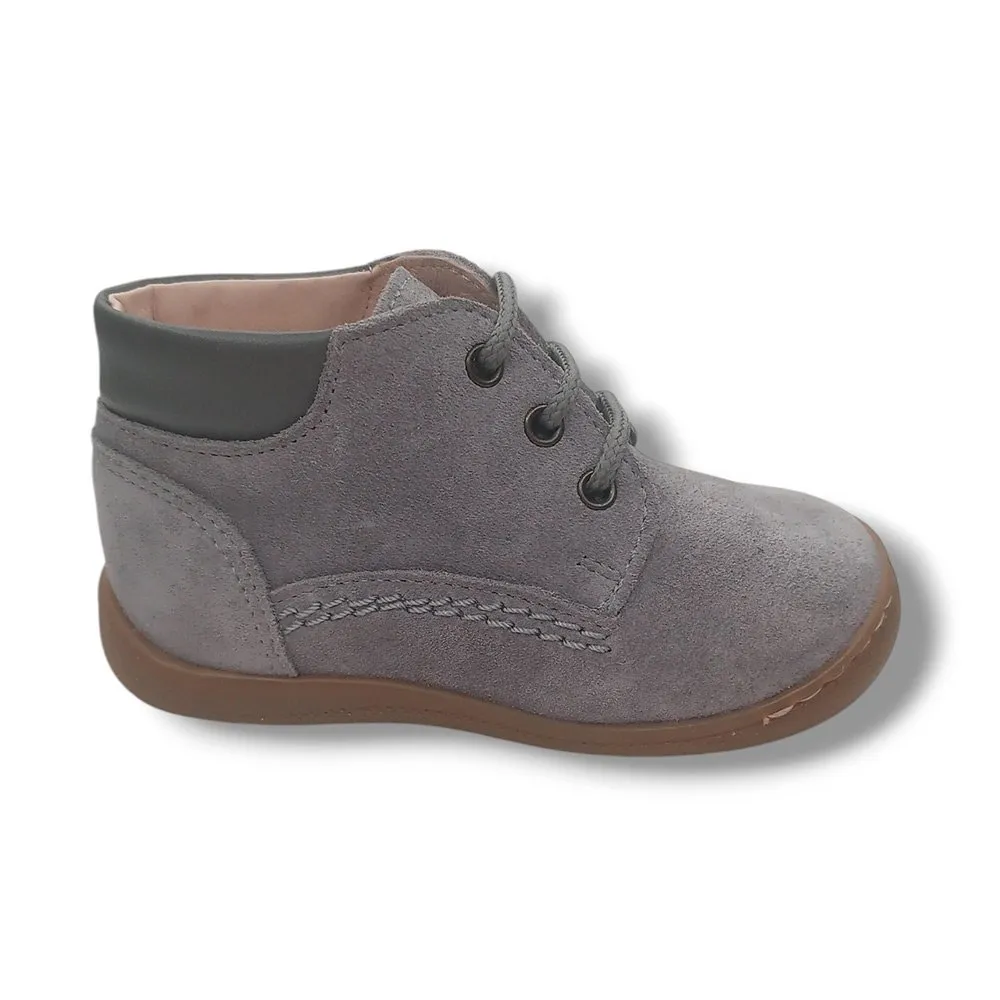 Ohmytoe Botas Primeros Pasos Niño 6160 PIEL LUXE PLOMO SERRAJE GRIS CORDONETS