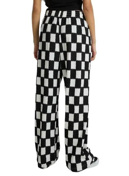 Pantalon Vans Benton Checker Blanco y Negro Para Mujer