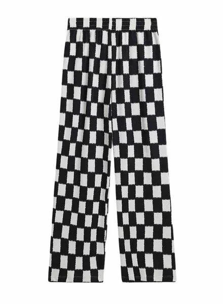 Pantalon Vans Benton Checker Blanco y Negro Para Mujer