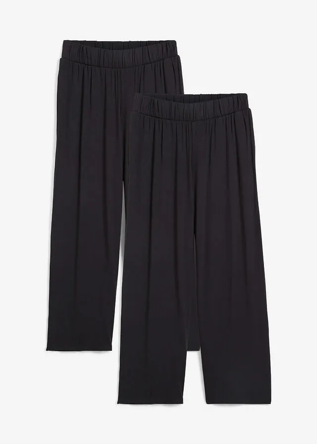 Pantalón de punto Negro-negro