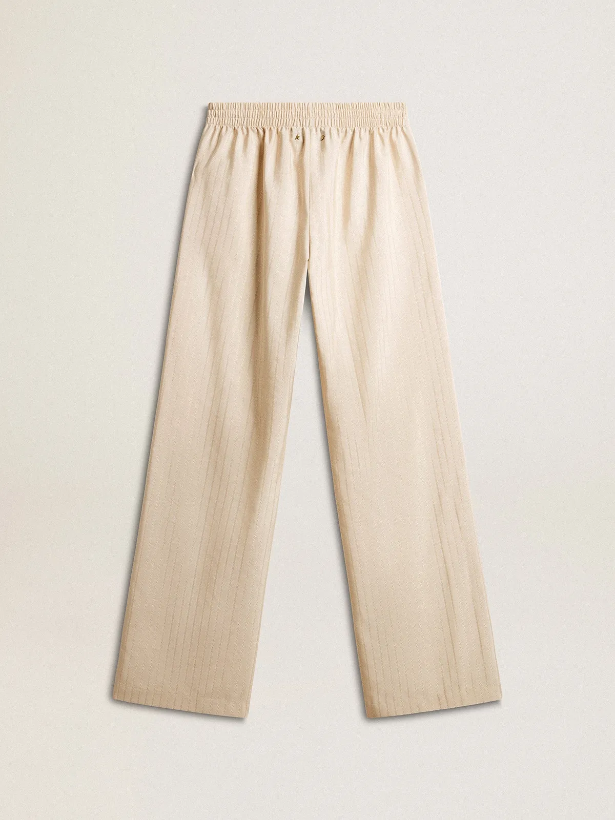 Pantalón jogger de mujer en seda y viscosa de color beige claro