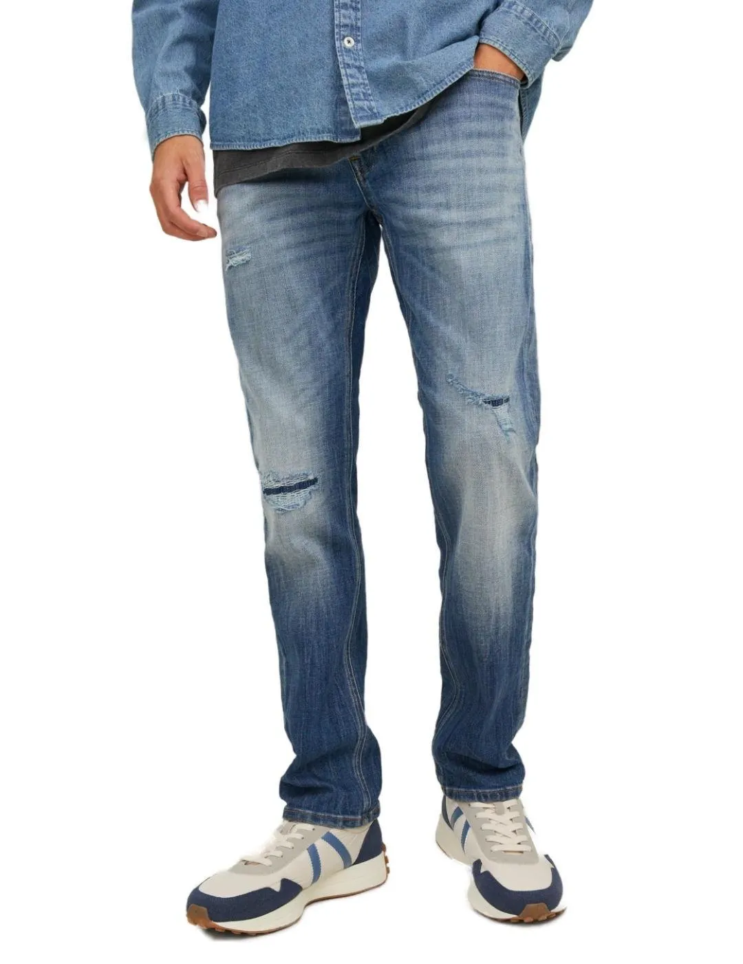 Pantalón vaquero Jack&Jones Mike azul rotos para hombre