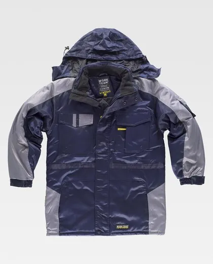 Parka linea 9 combinada, acolchada e impermeable Marino Gris