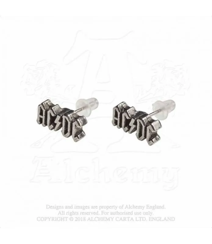 Pendientes AC/DC classic logo studs by Alchemy Rocks PE4